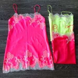 Bundle of 3 Bright Colored Satin Slips/ Chemise